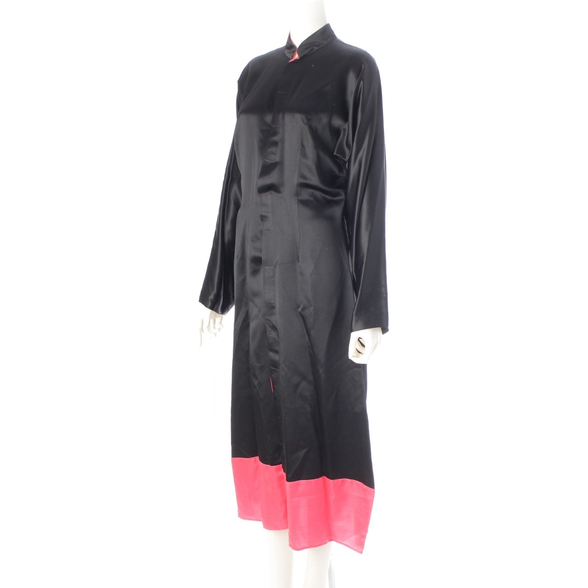 COMME des GARCONS Silk blend Lilith Dolman Sleeve Long Top with Hem Contrast one piece dress GO-05026S black S