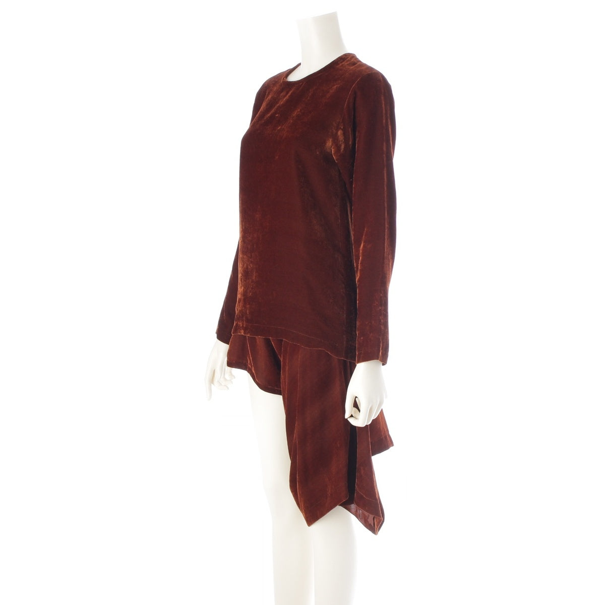 COMME des GARCONS Velvet long-sleeved cut and sew top (asymmetrical design) Pants setup GB-05011S GP-05014S Brown S