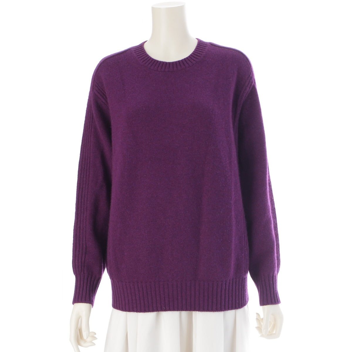 Drawer cashmere 14G Crew Neck Knit sweater tops 6513-106-1039 purple 1