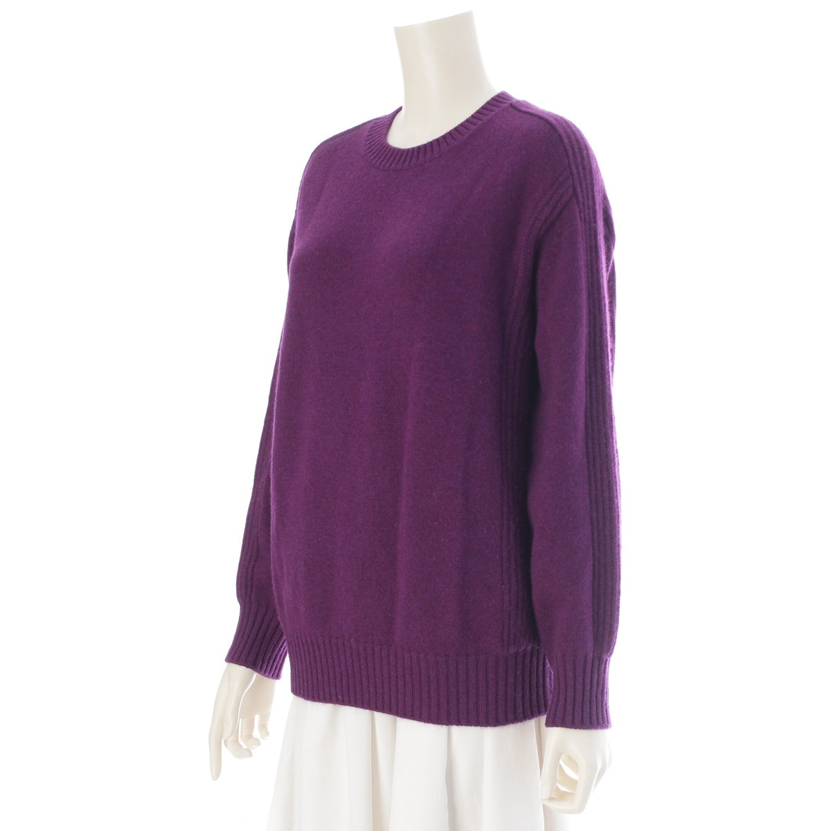 Drawer cashmere 14G Crew Neck Knit sweater tops 6513-106-1039 purple 1
