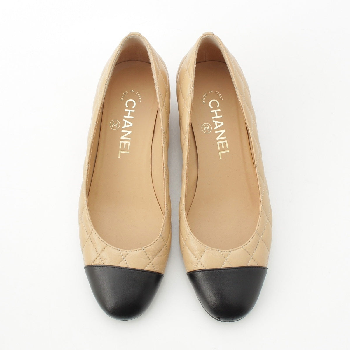 CHANEL Matrasse lambskin COCO Mark Bicolor pumps G45229 Beige black 36C