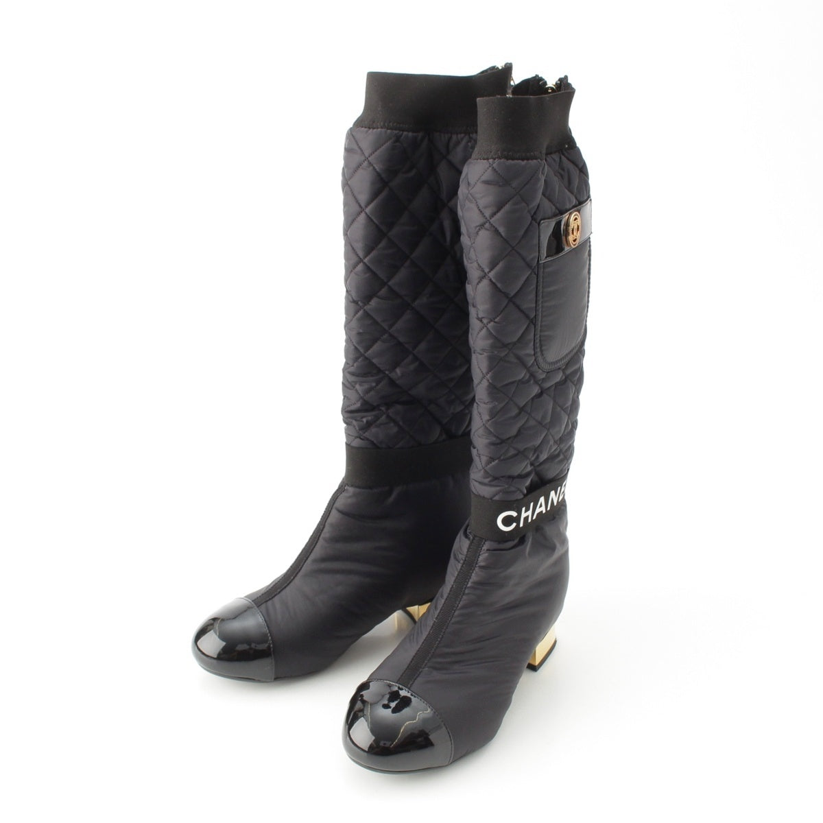 CHANEL Nylon 2-way COCO Mark logo, removable. boots black 35 2/1C