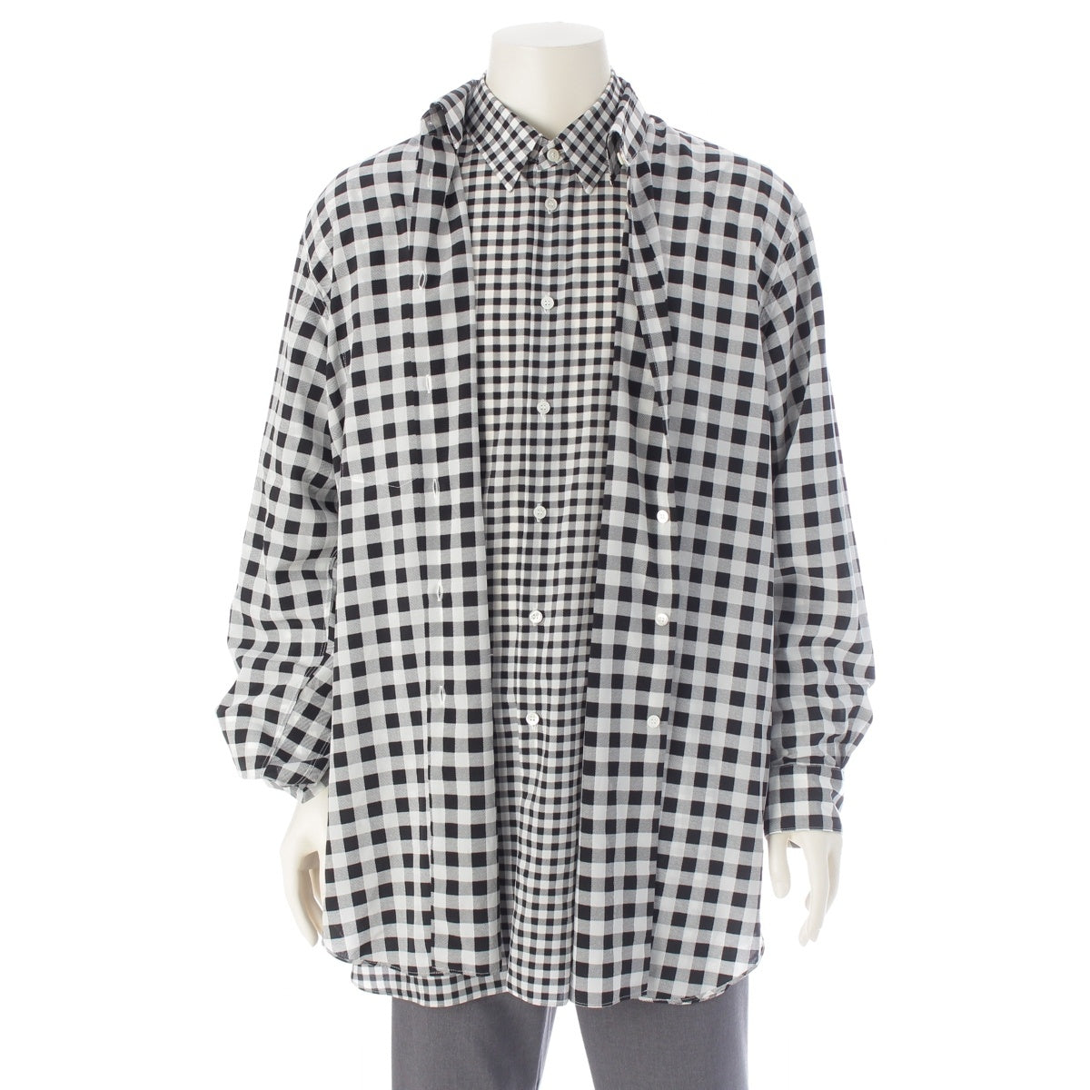COMME des GARCONS Double design check Long sleeve shirt GP-B003 White black S