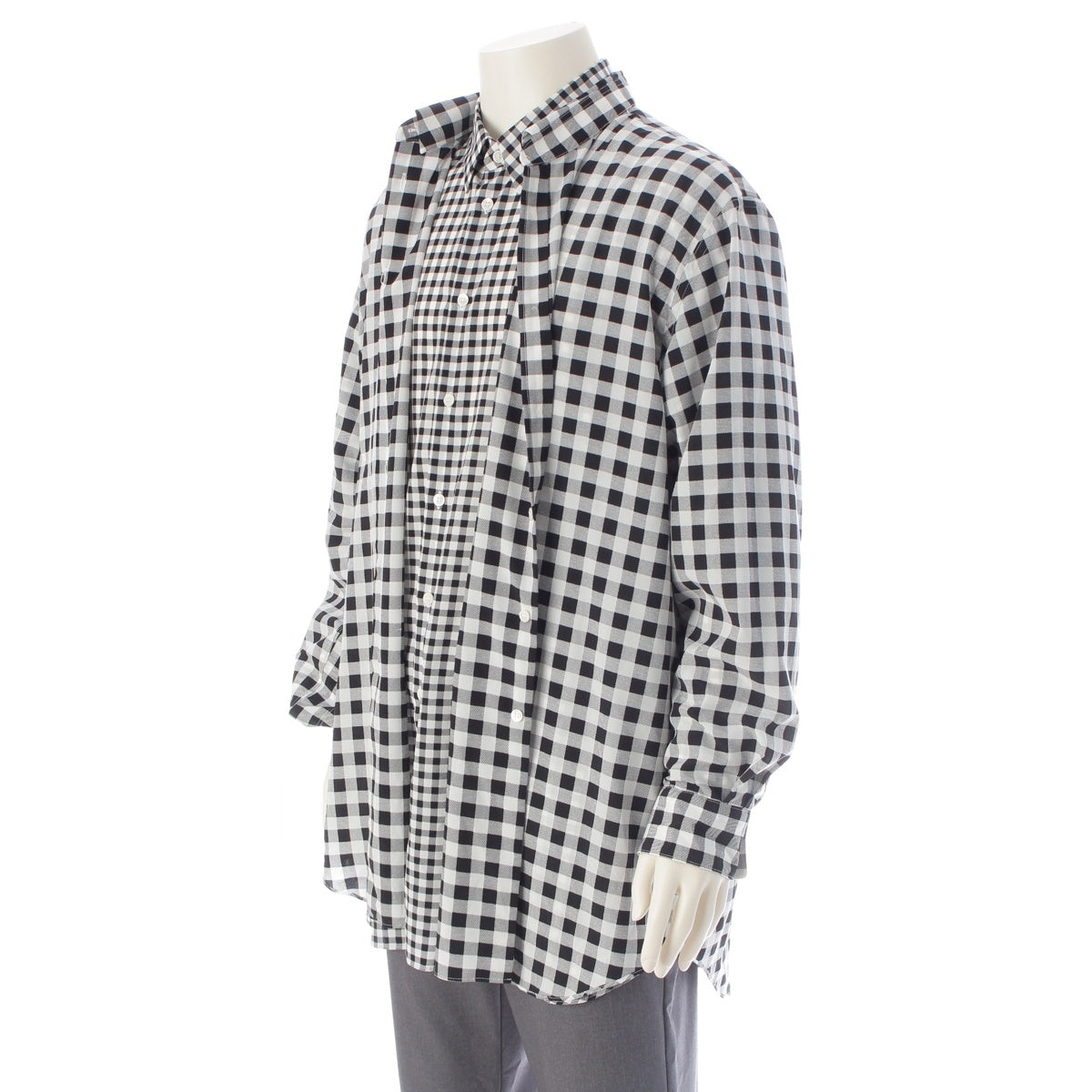 COMME des GARCONS Double design check Long sleeve shirt GP-B003 White black S