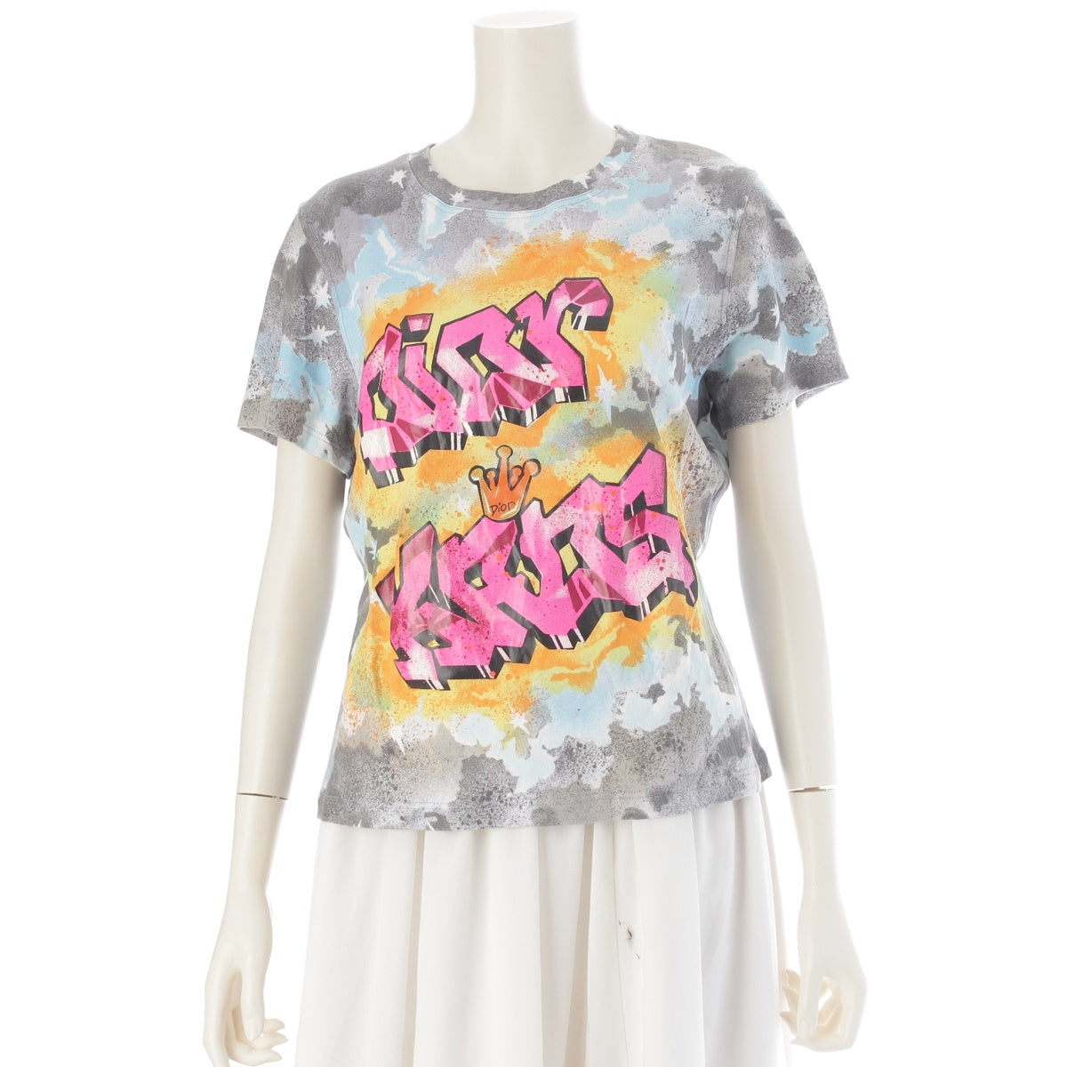 Dior KAOS cotton Graphic print Short sleeve T-shirt tops 4P16155205 gray 46