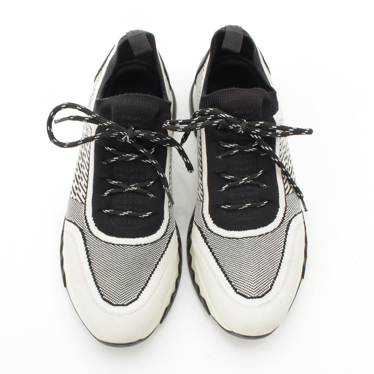 HERMES knit Addict Low-Cut sneakers Black x white 38