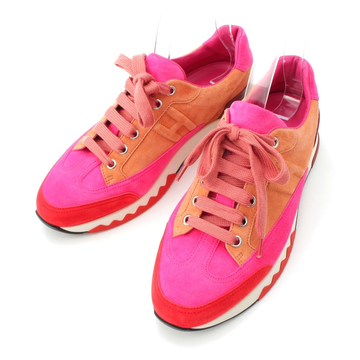 HERMES Suede Stadium sneakers Pink x Brown 38