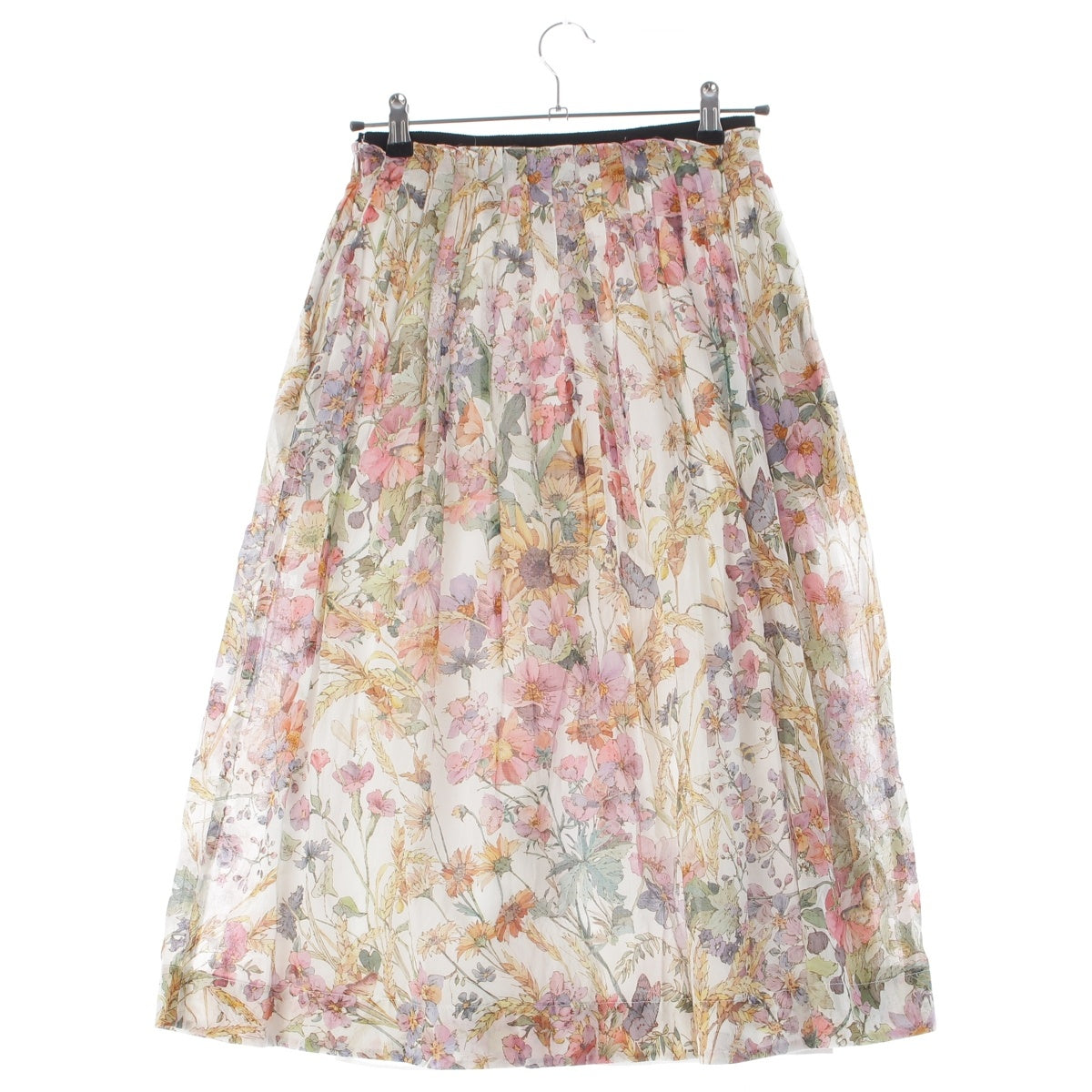 Christian Dior Saisons Été Soleil cotton Floral print, all-over pattern, flared midi dress skirt 421J62A3762 Multicolor white 4