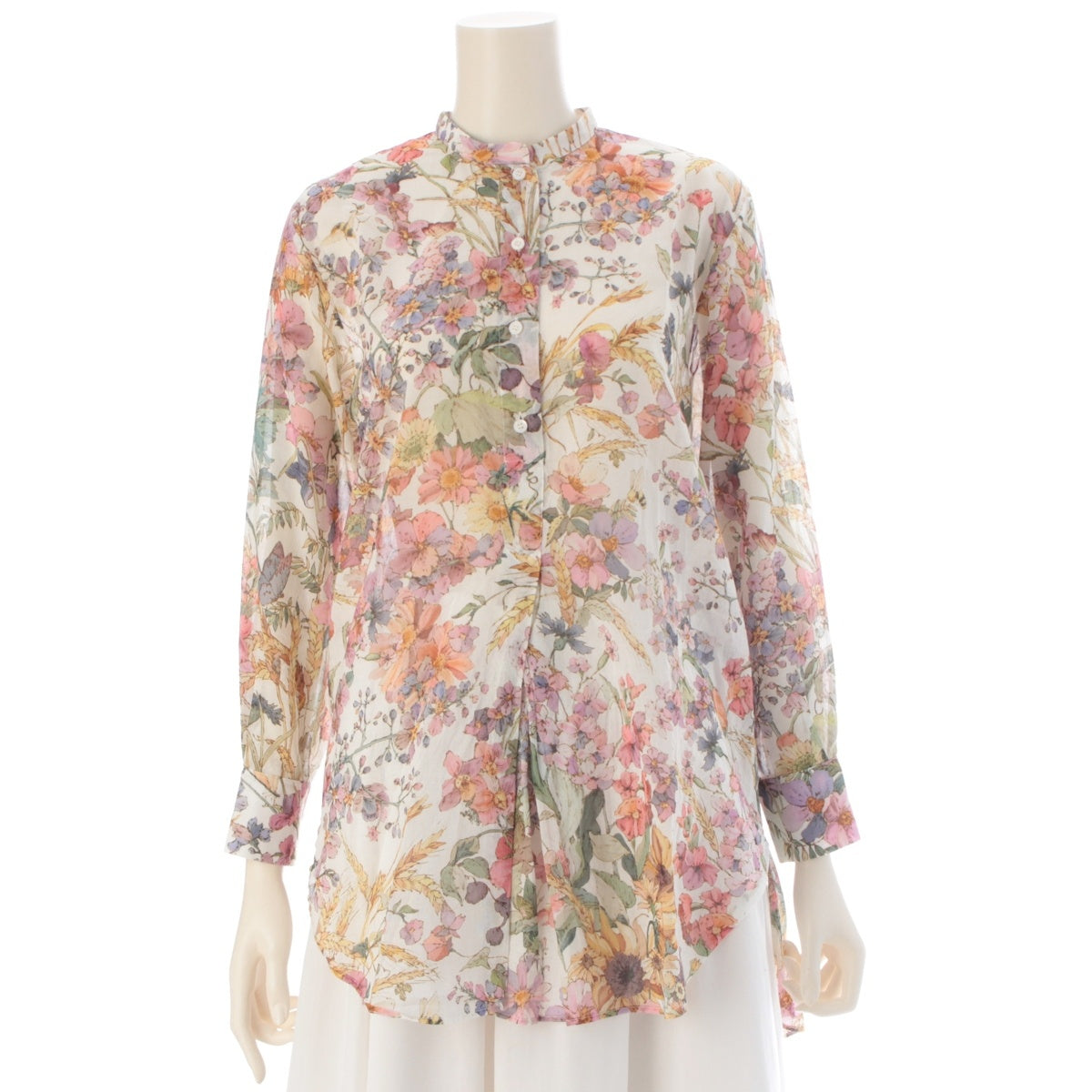 Dior cotton Saisons Été Soleil Quatre Saisons Ete Soleil Floral Print Voile Long Shirt blouse 421B54A3762 multicolor 38