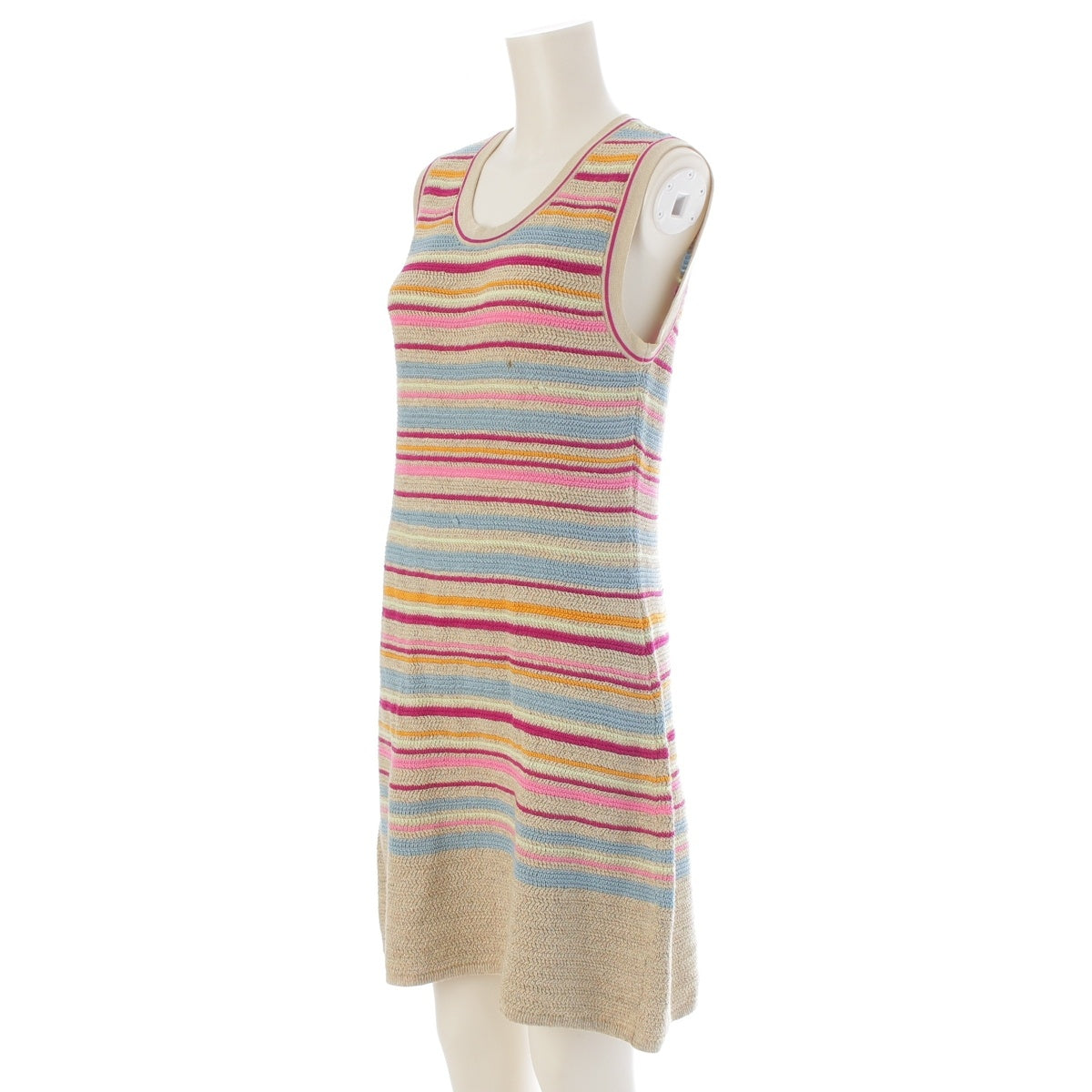 CHANEL cotton Knit sleeveless top with striped pattern one piece P40397 multicolor 42