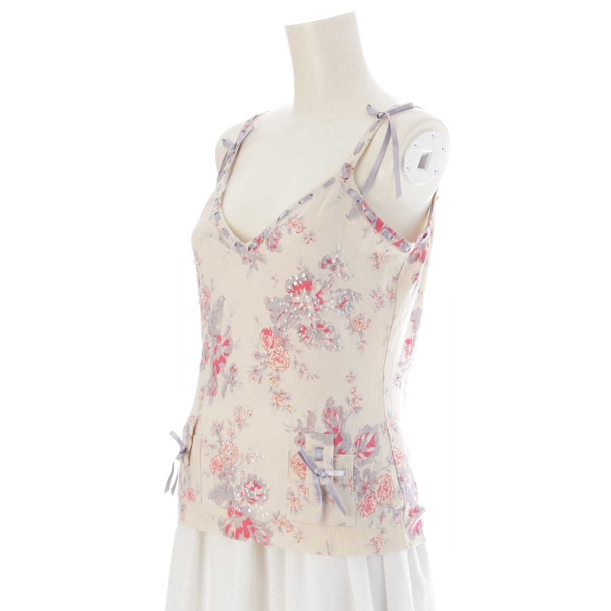 Dior Wool x Silk x Cashmere Flower print camisole tops 0A24504XM526 beige F42