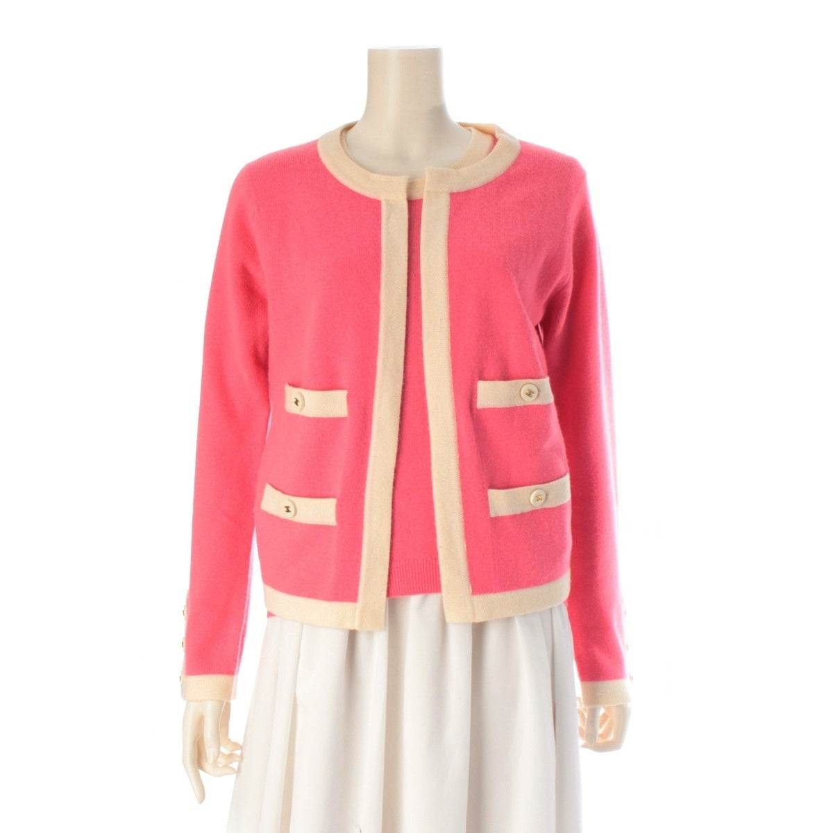 CHANEL cashmere COCO Button Knit Tops & Cardigans ensemble P04465 pink 40