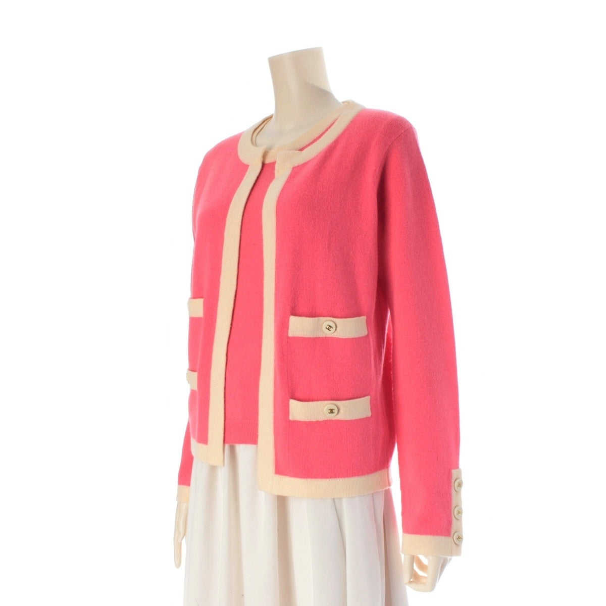 CHANEL cashmere COCO Button Knit Tops & Cardigans ensemble P04465 pink 40