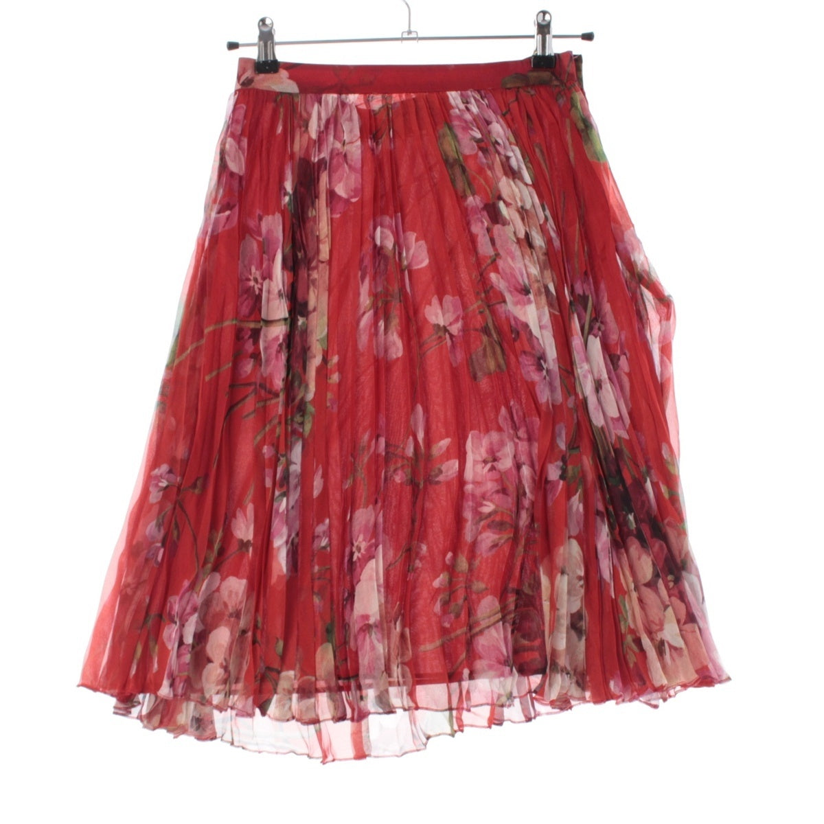 GUCCI silk Michele era floral print sheer pleated dress skirt 405382 Red multicolor 42
