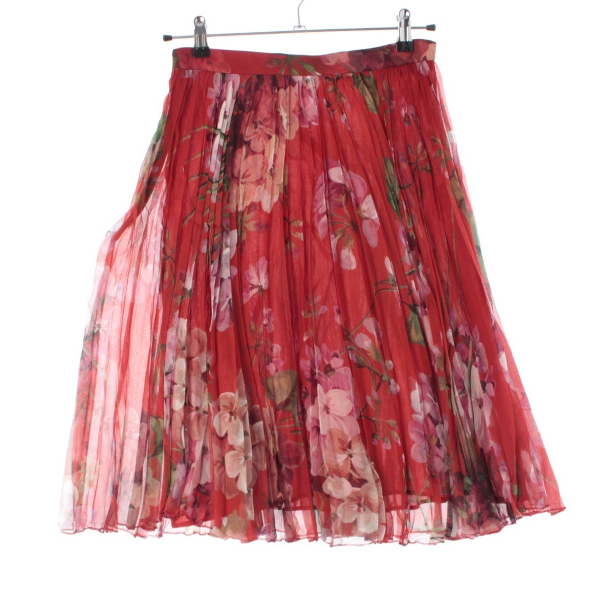 GUCCI silk Michele era floral print sheer pleated dress skirt 405382 Red multicolor 42