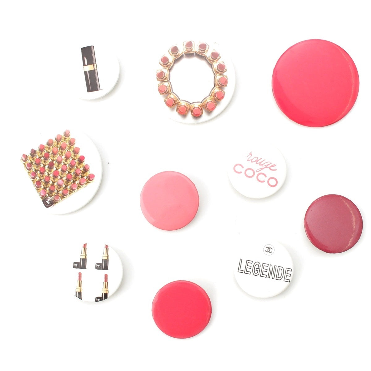 CHANEL COCO Logo COCO Mark Lipstick Pin Badge (10 pieces) Fashion accessories Pink white