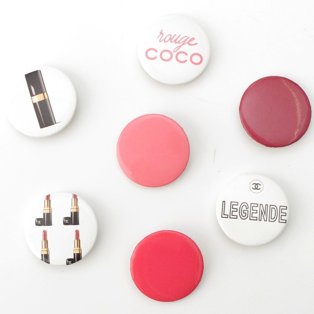 CHANEL COCO Logo COCO Mark Lipstick Pin Badge (10 pieces) Fashion accessories Pink white