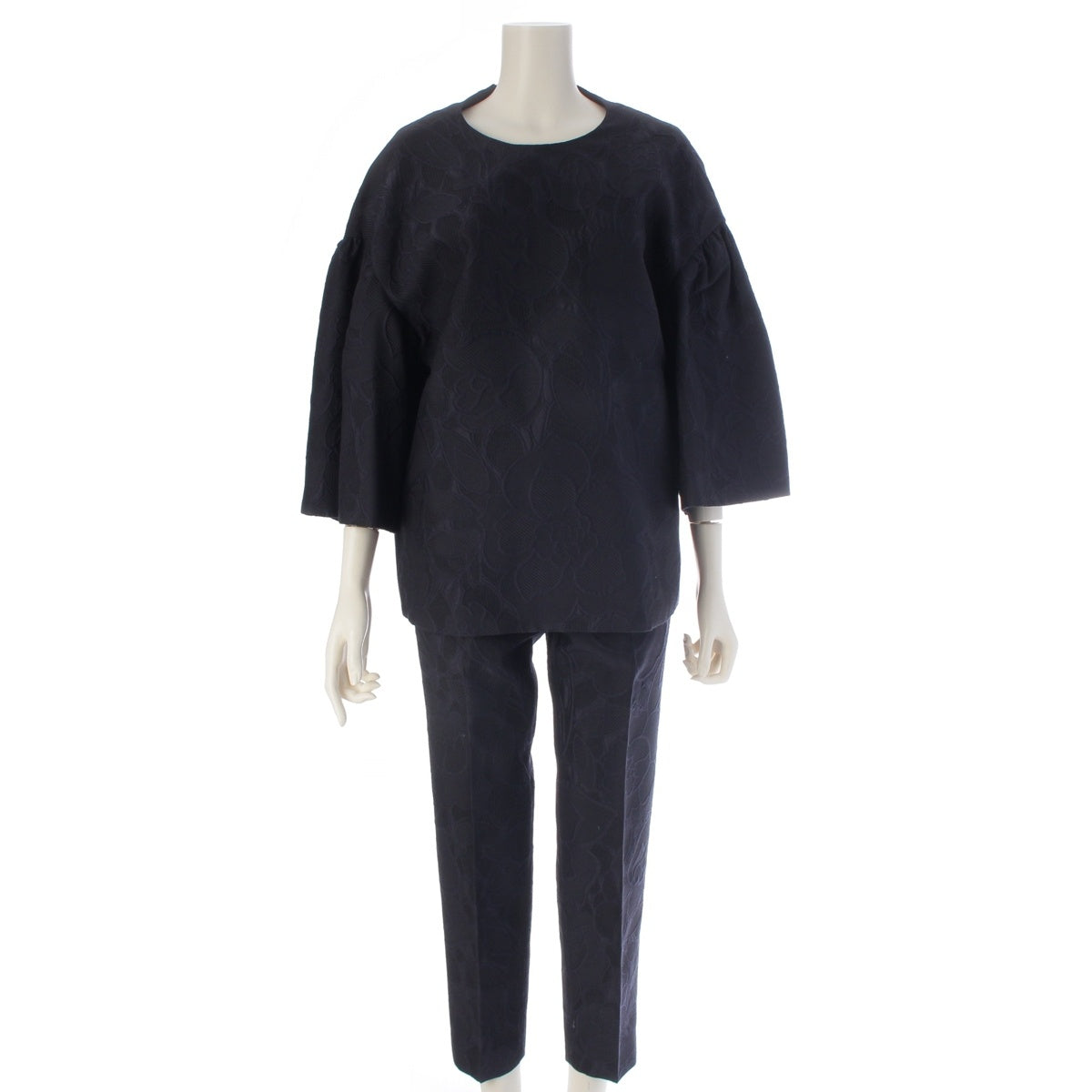 Drawer wool Jacquard all-over print, 7/8 sleeve Pants setup 6521-299-1035/6514-236-1256 Navy