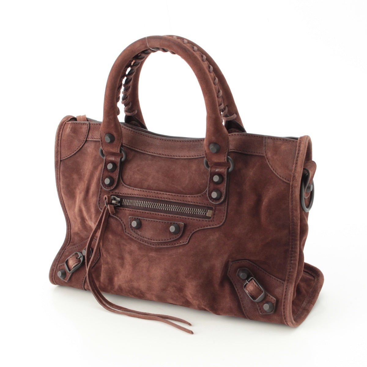 BALENCIAGA Suede leather Le City Small 2WAY Handbag 811442 Brown