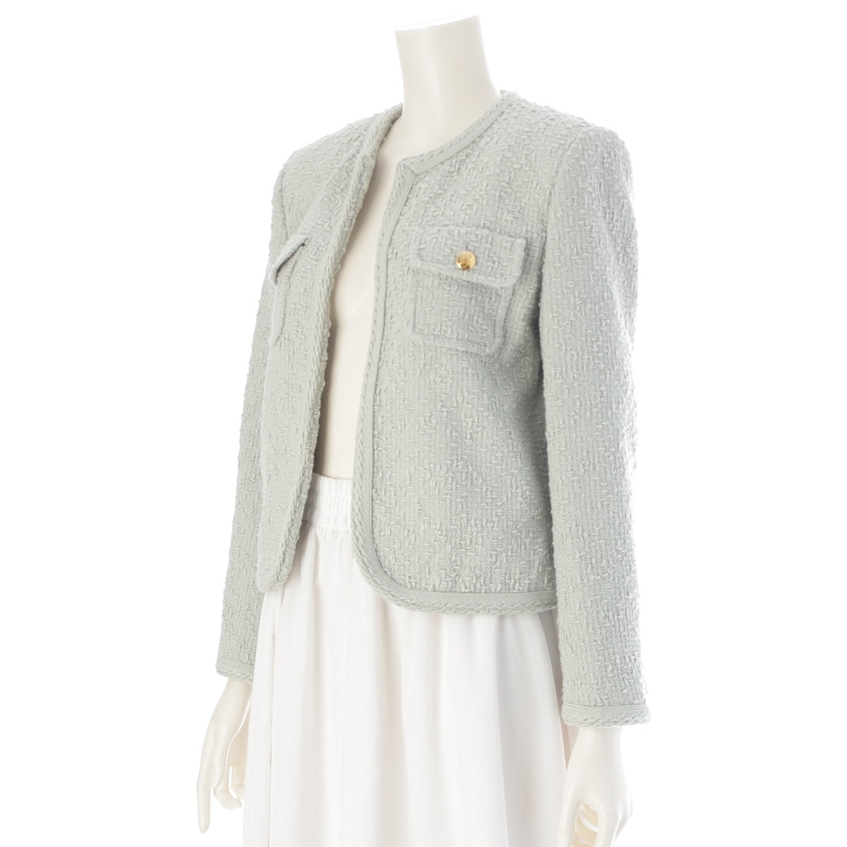 CELINE Wool, Mohair, Nylon tweed No color jacket 2V55Q435T Light Blue Gray 36