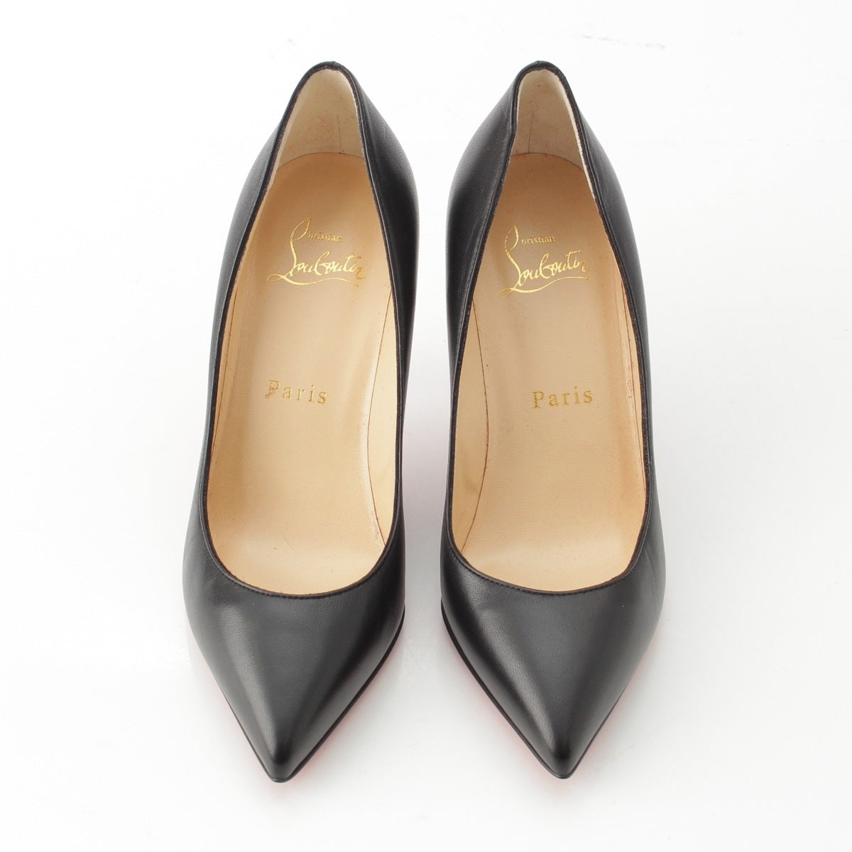 Christian Louboutin leather Pointed toe pumps shoes Black red 35