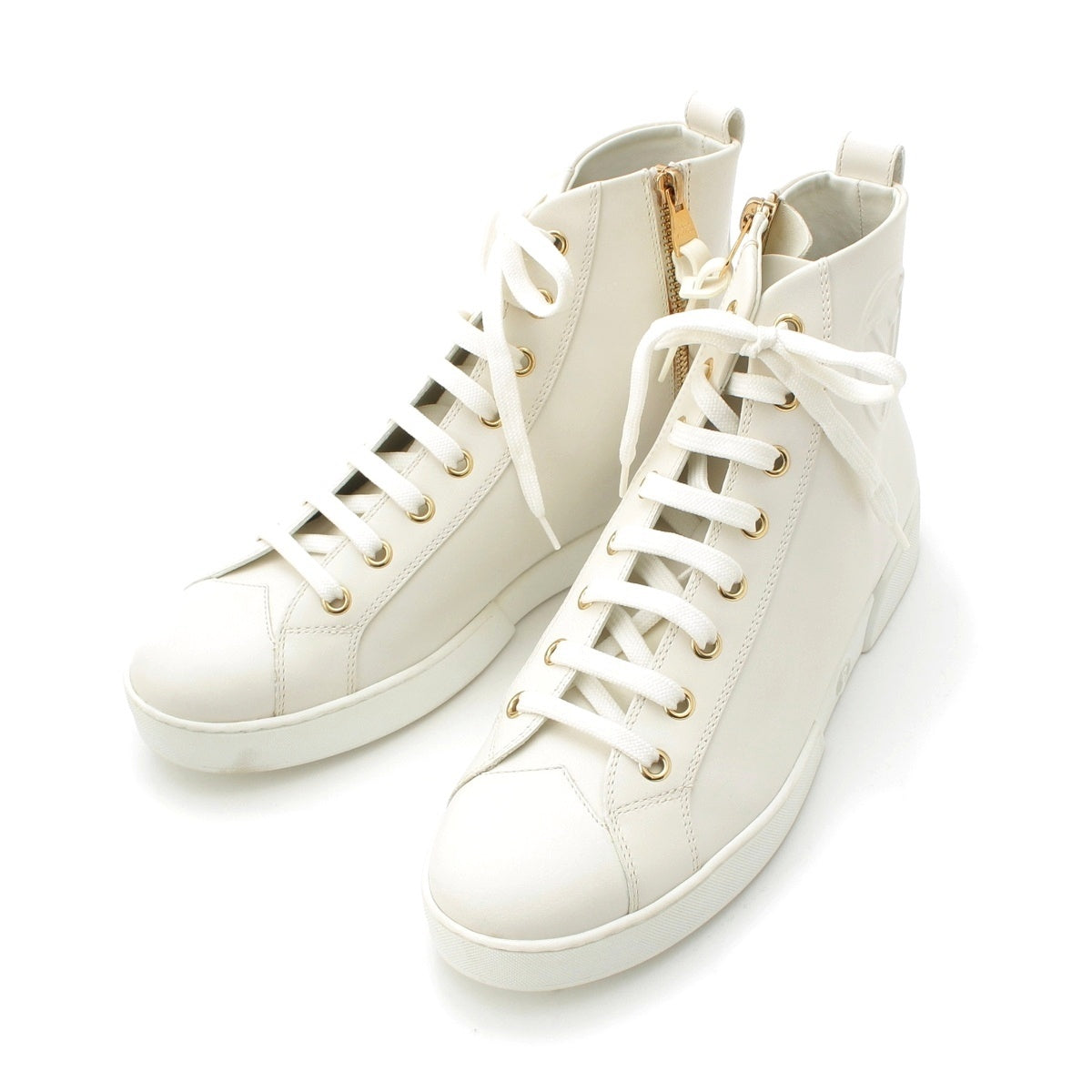 LOUIS VUITTON Stellar line leather High cut sneakers shoes white 37