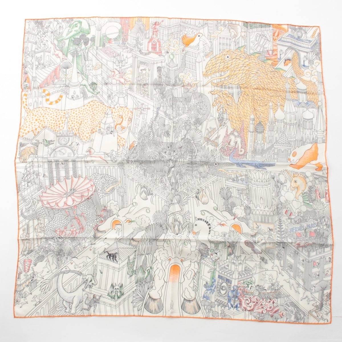 HERMES Carre 90 Animapolis Animapolis silk scarf multicolor multicolor