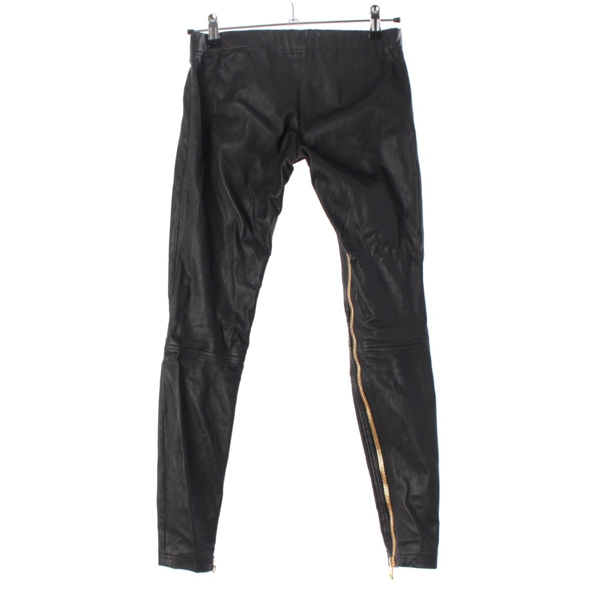 BALMAIN lambskin Zip design biker Pants black 38