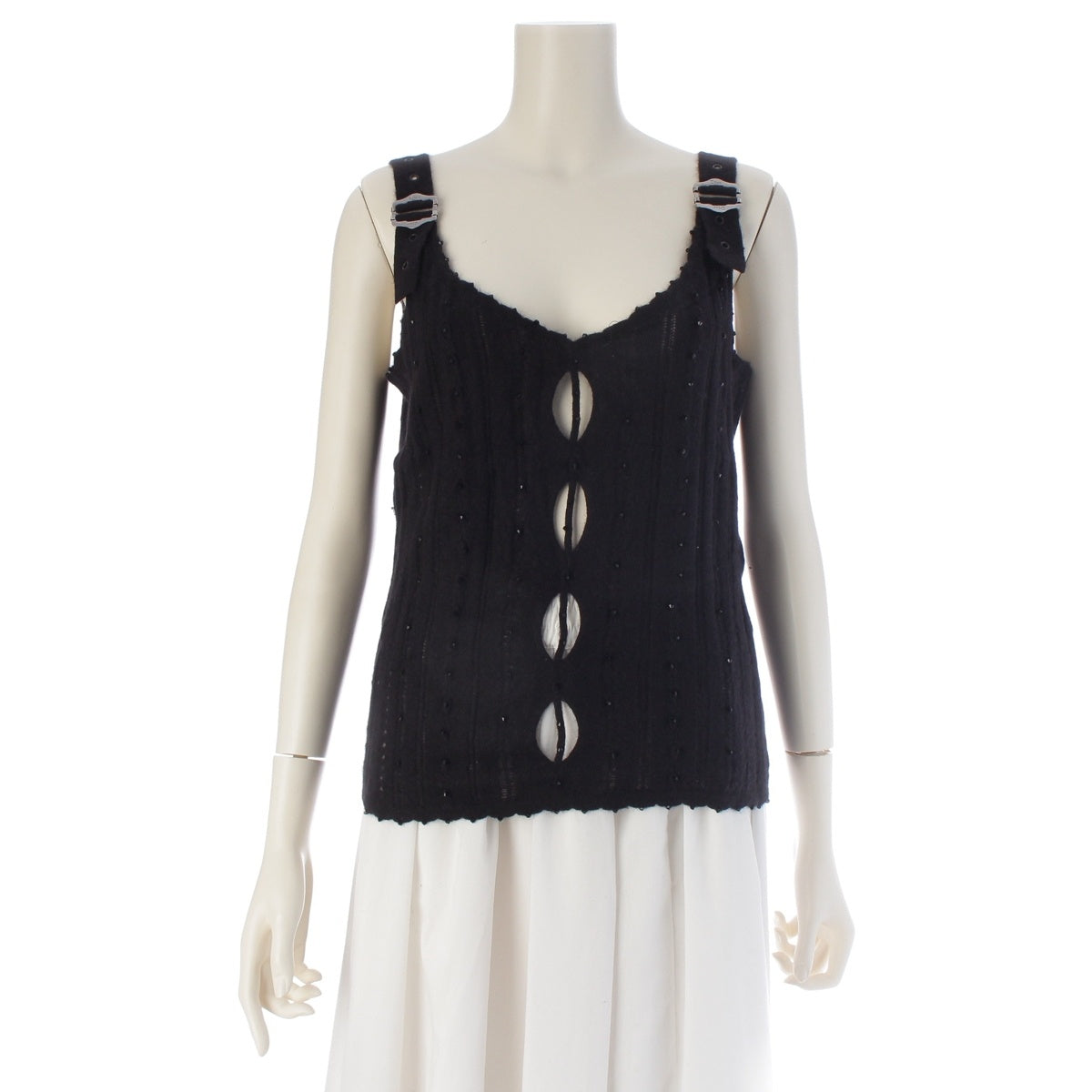 Dior Angola Galliano Rhinestone Knit Top camisole 3A13055250 black 40