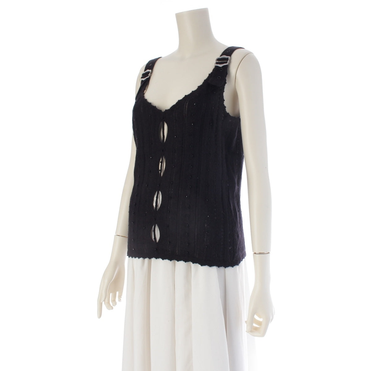 Dior Angola Galliano Rhinestone Knit Top camisole 3A13055250 black 40