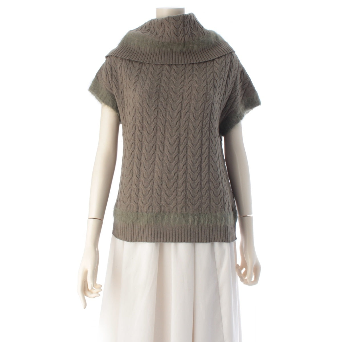 Dior wool cashmere Cable knit high neck sweater sweater 3A13055221 Khaki green 40