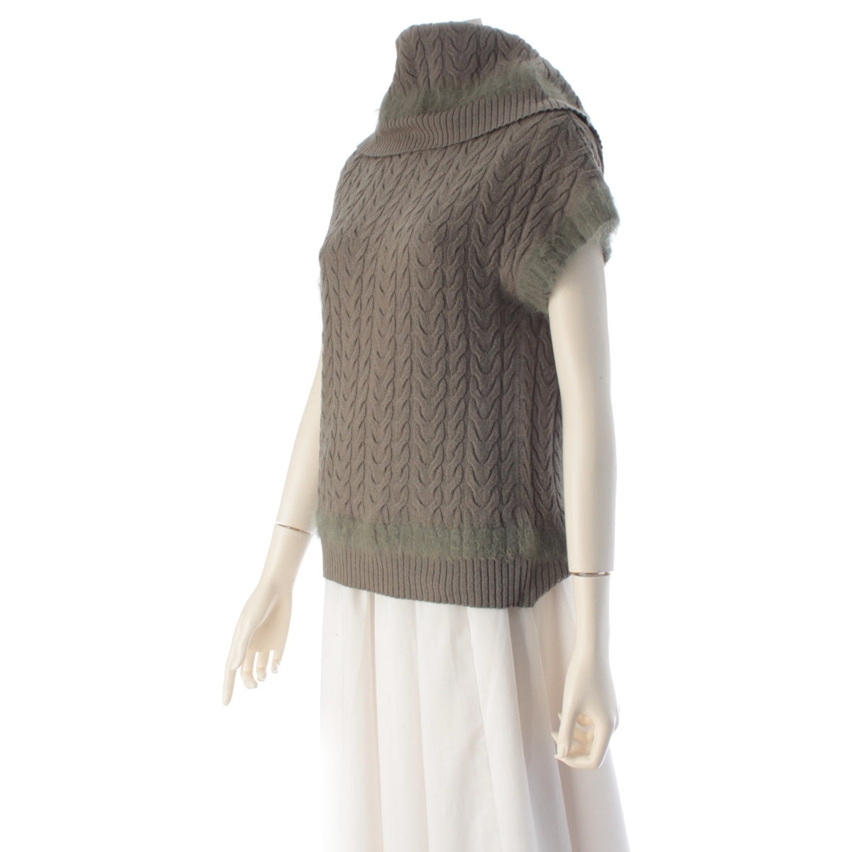 Dior wool cashmere Cable knit high neck sweater sweater 3A13055221 Khaki green 40