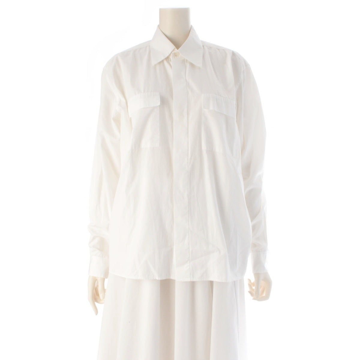 HERMES cotton Long sleeve shirt tops white 44