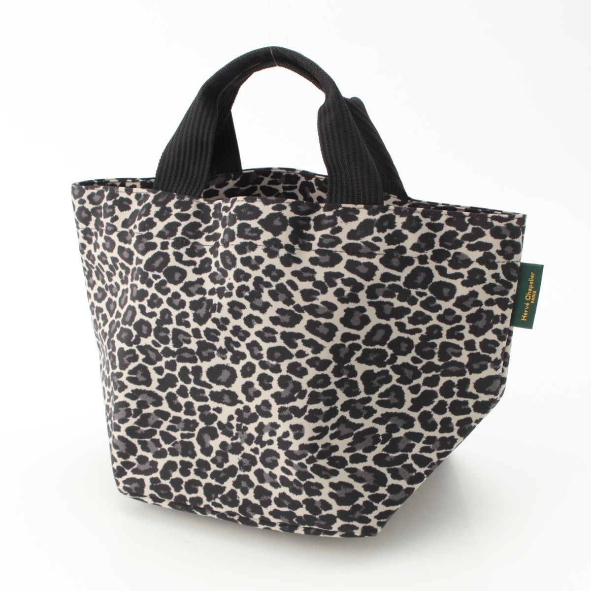 Herve Chapelier Nylon Boat-shaped leopard pattern Tote Bag 1027F panther bran M