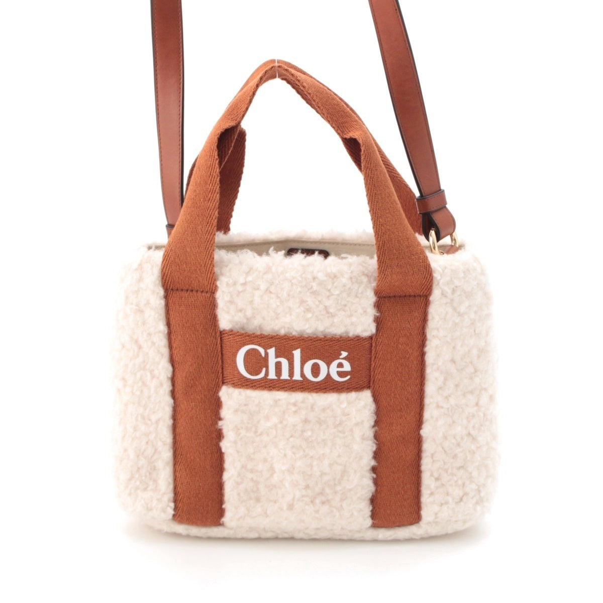 Chloe Bore 2WAY Handbag C10323 White brown