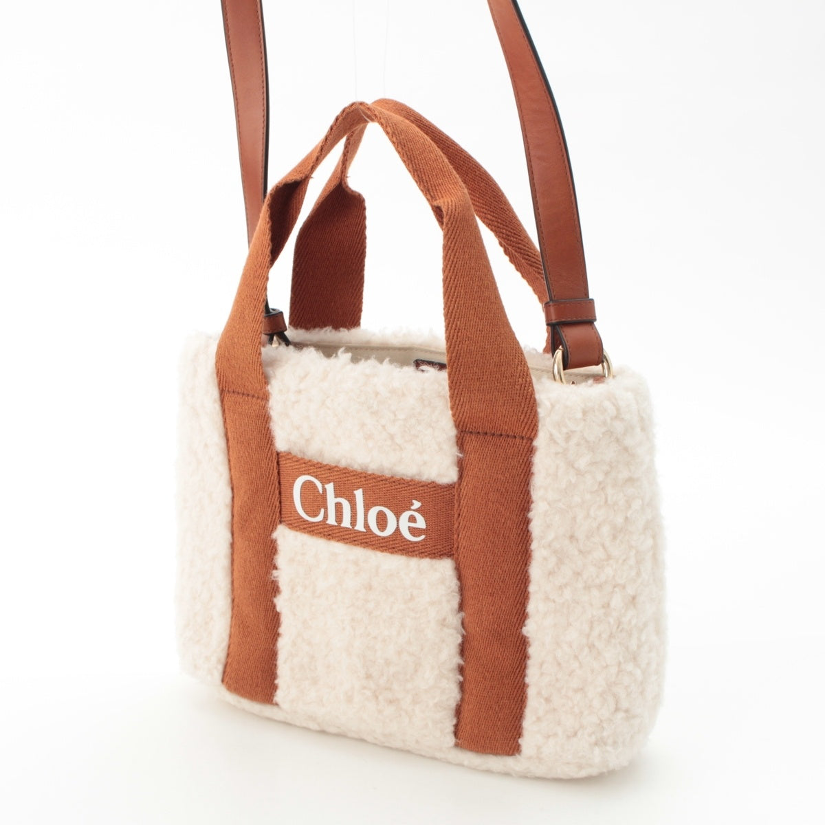 Chloe Bore 2WAY Handbag C10323 White brown