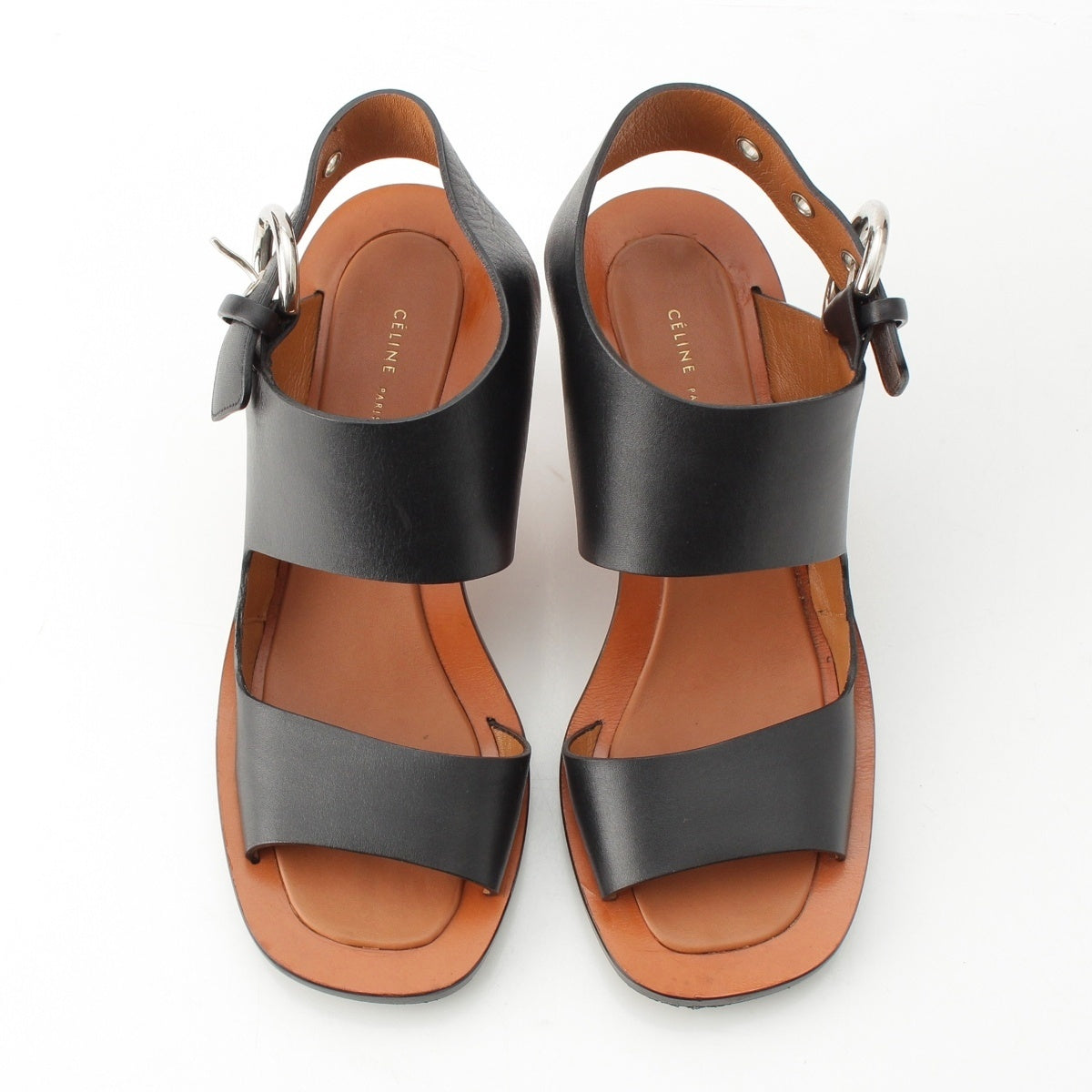 CELINE Heel Buckle Sandals black 37.5
