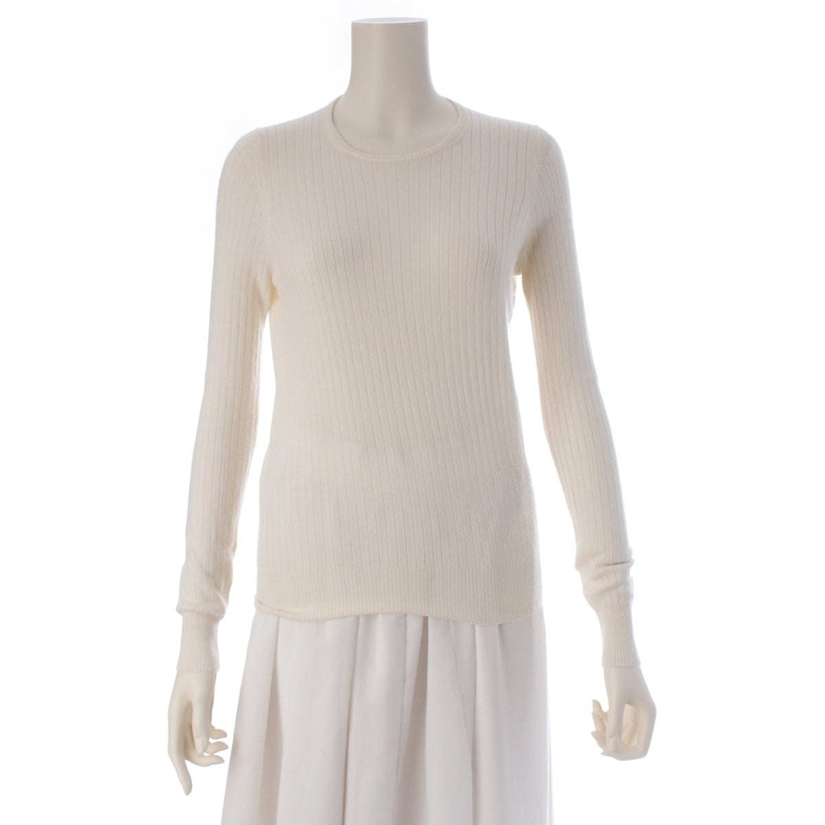 Drawer cashmere silk 18G Rib Crew Neck Cut tops 6513-106-0583 Ivory 1