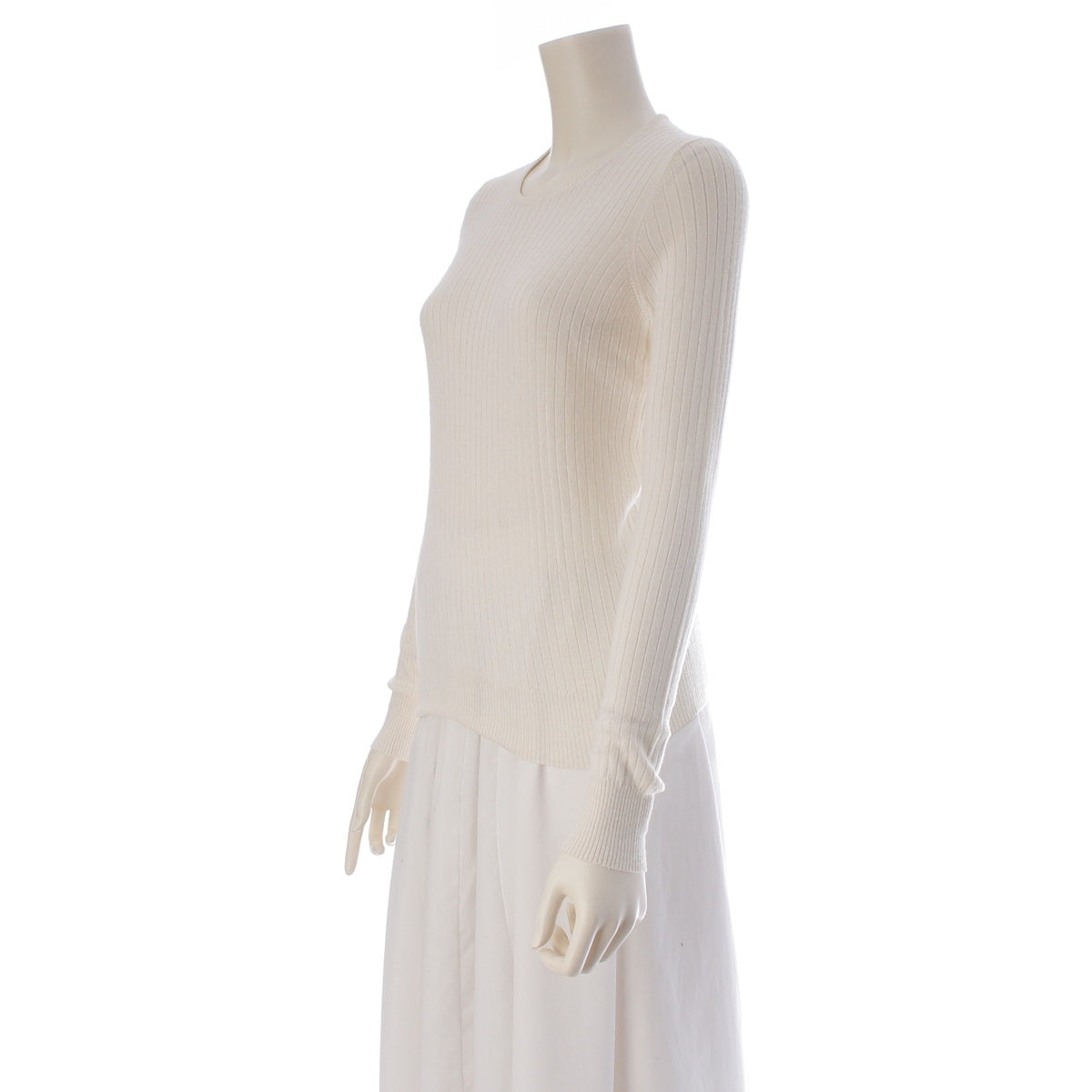 Drawer cashmere silk 18G Rib Crew Neck Cut tops 6513-106-0583 Ivory 1