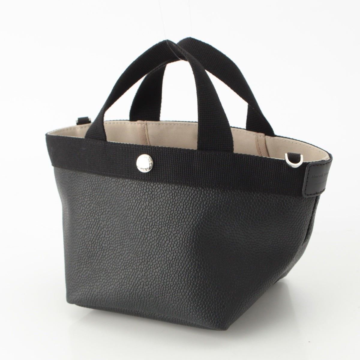 Herve Chapelier Lux Coated canvas Boat type Tote Bag 2701GP Noir x Noir Black S
