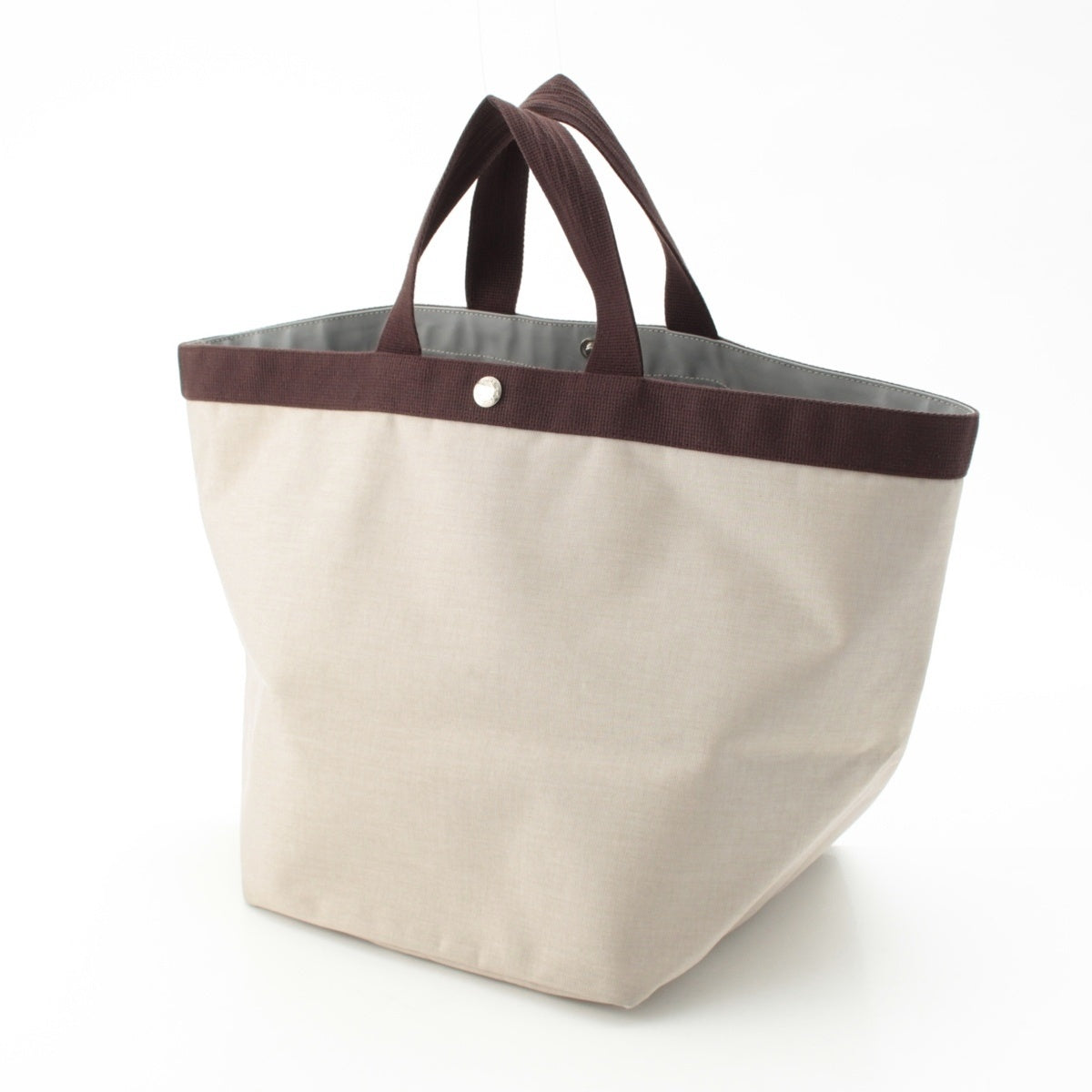Herve Chapelier cordura boat shape Tote Bag 725C Mastic x mocha L