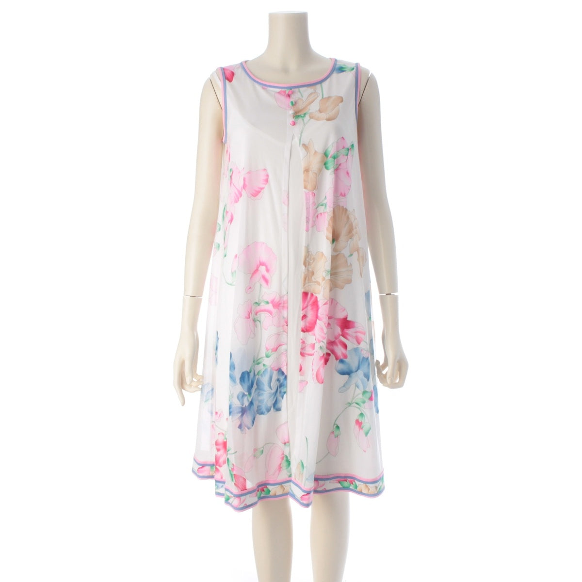 LEONARD Acetate x Polyester Floral sleeveless one piece 0170324 White x Pink Multicolor 36