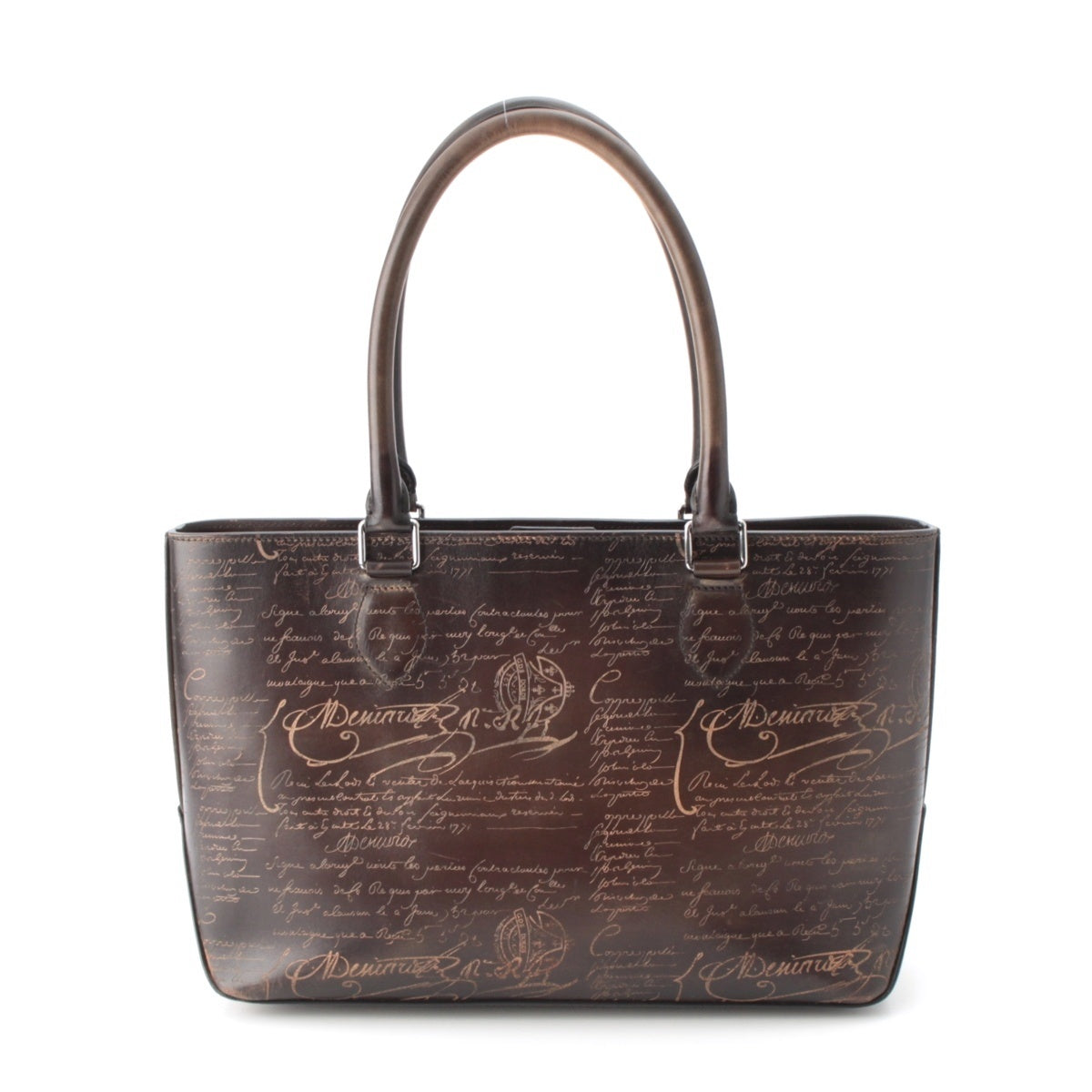 Berluti To joule scritto leather calligraphy Tote Bag Brown