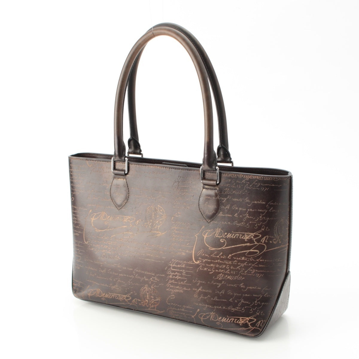 Berluti To joule scritto leather calligraphy Tote Bag Brown