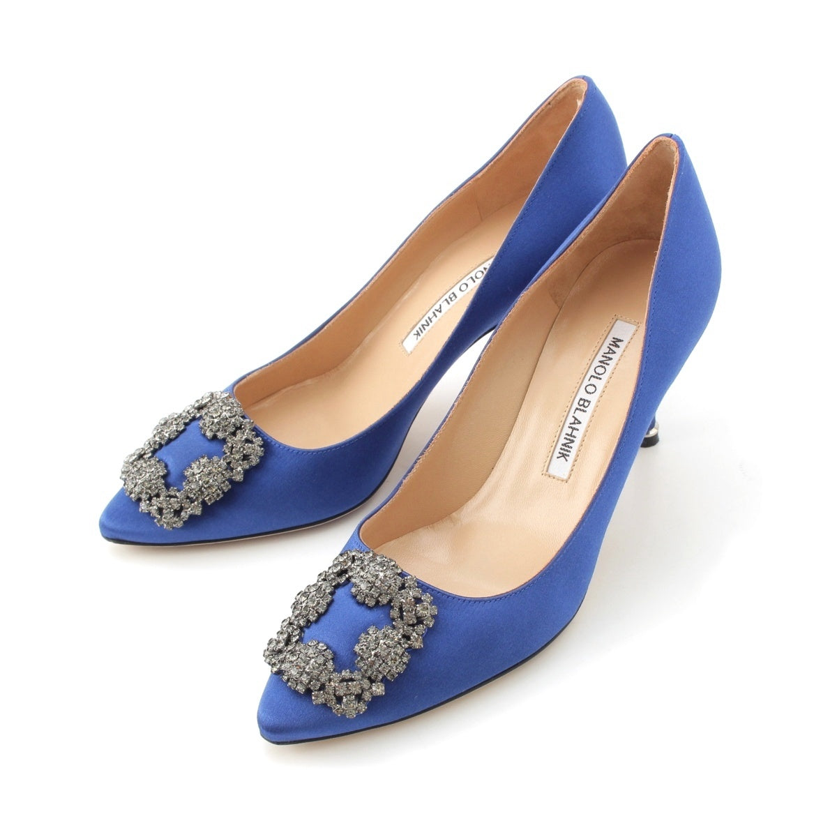 MANOLO BLAHNIK Hangishi Satin hole pumps blue 36