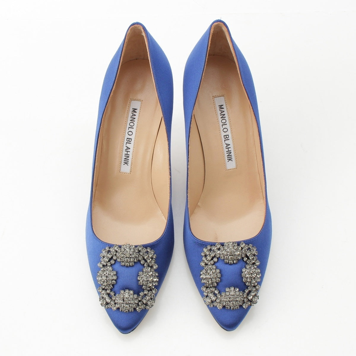 MANOLO BLAHNIK Hangishi Satin hole pumps blue 36
