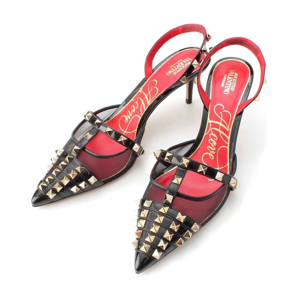VALENTINO Rockstud Alcove Slingback Mesh Pumps Mule WW2S0CQ1 black 39