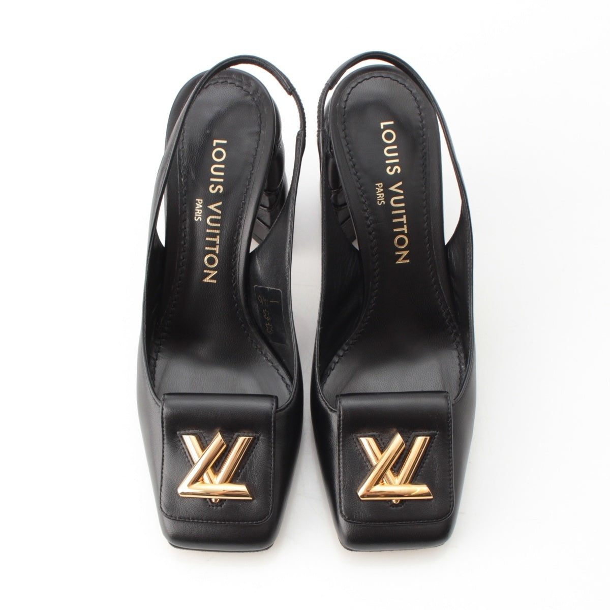 LOUIS VUITTON Shake Logo Slingback pumps 1ACB29 black 36 1/2