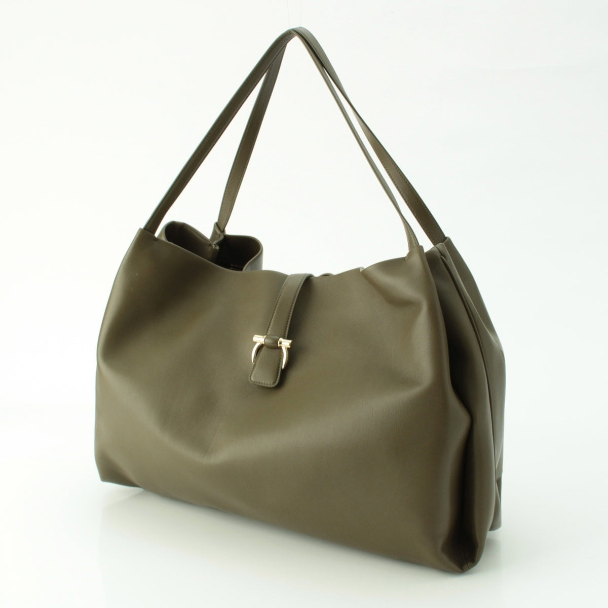 Salvatore Ferragamo Gancini closure Calf leather Big Hand Tote Bag Olive green L