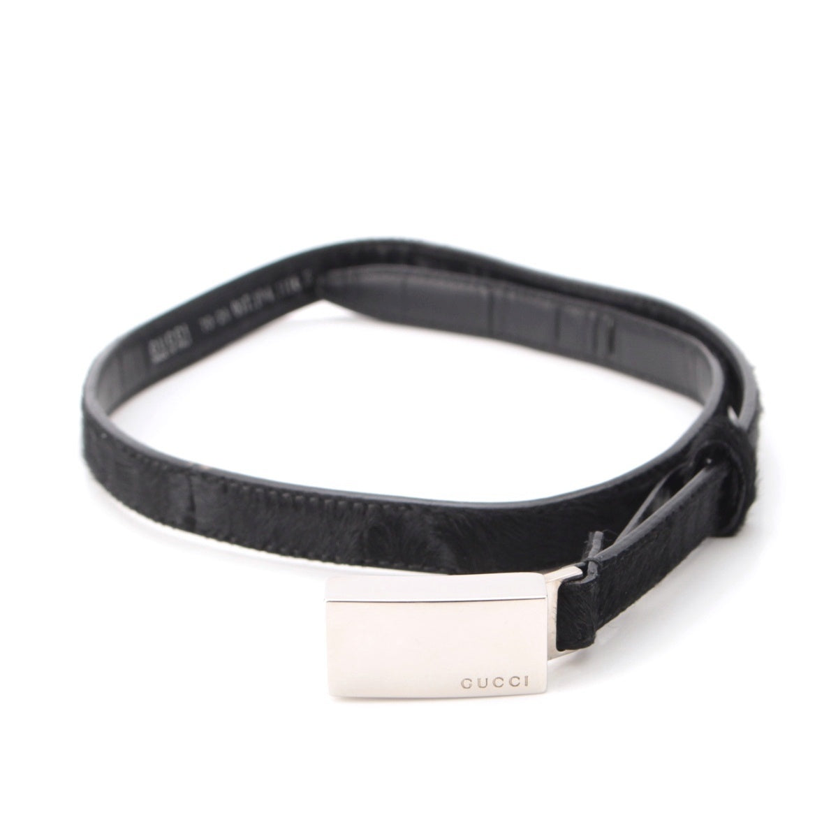 GUCCI Harako leather Logo Narrow belt black
